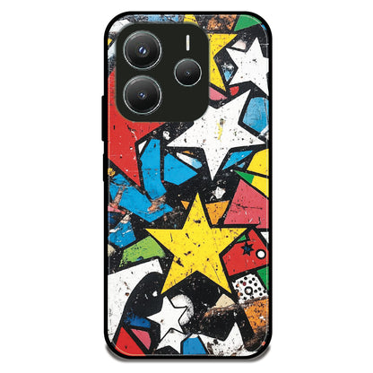 Star Paper Collage - Glossy Metal Silicone Case For Redmi Models