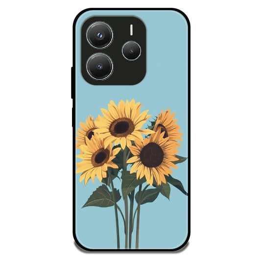 Sunflower Bouquet - Glossy Metal Silicone Case For Redmi Models