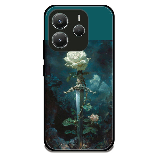 Sword Rose Fantasy - Glossy Metal Silicone Case For Redmi Models