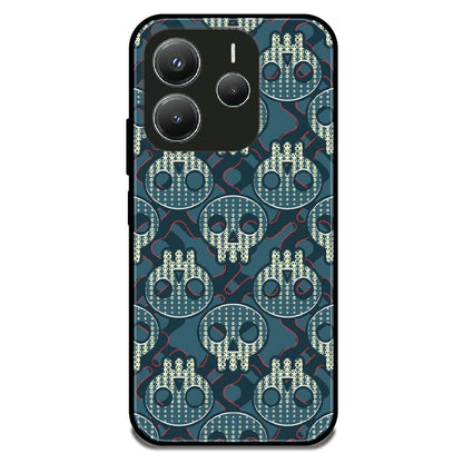 Teal Skull Pattern - Glossy Metal Silicone Case For Redmi Models