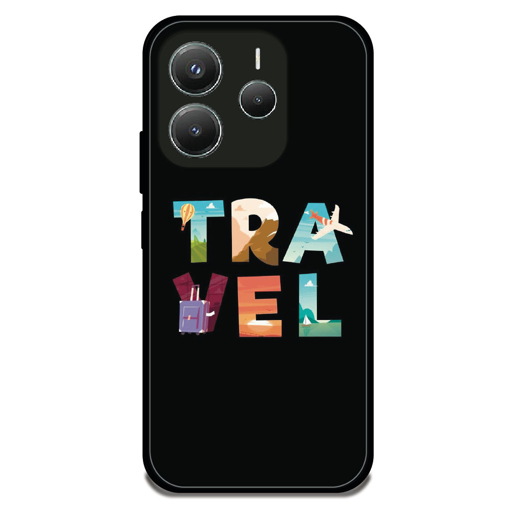 Travel Word Art - Glossy Metal Silicone Case For Redmi Models