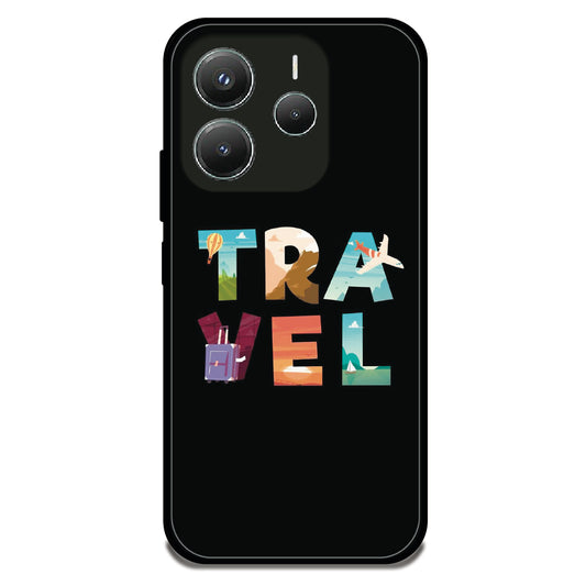 Travel Word Art - Glossy Metal Silicone Case For Redmi Models