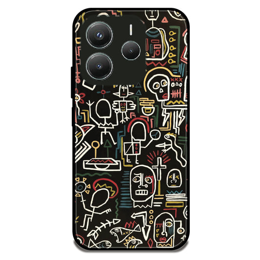 Tribal Line Doodles - Glossy Metal Silicone Case For Redmi Models