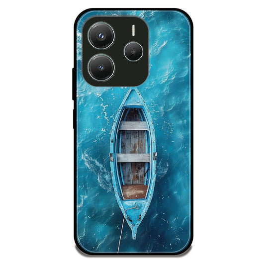 Turquoise Ocean Boat - Glossy Metal Silicone Case For Redmi Models