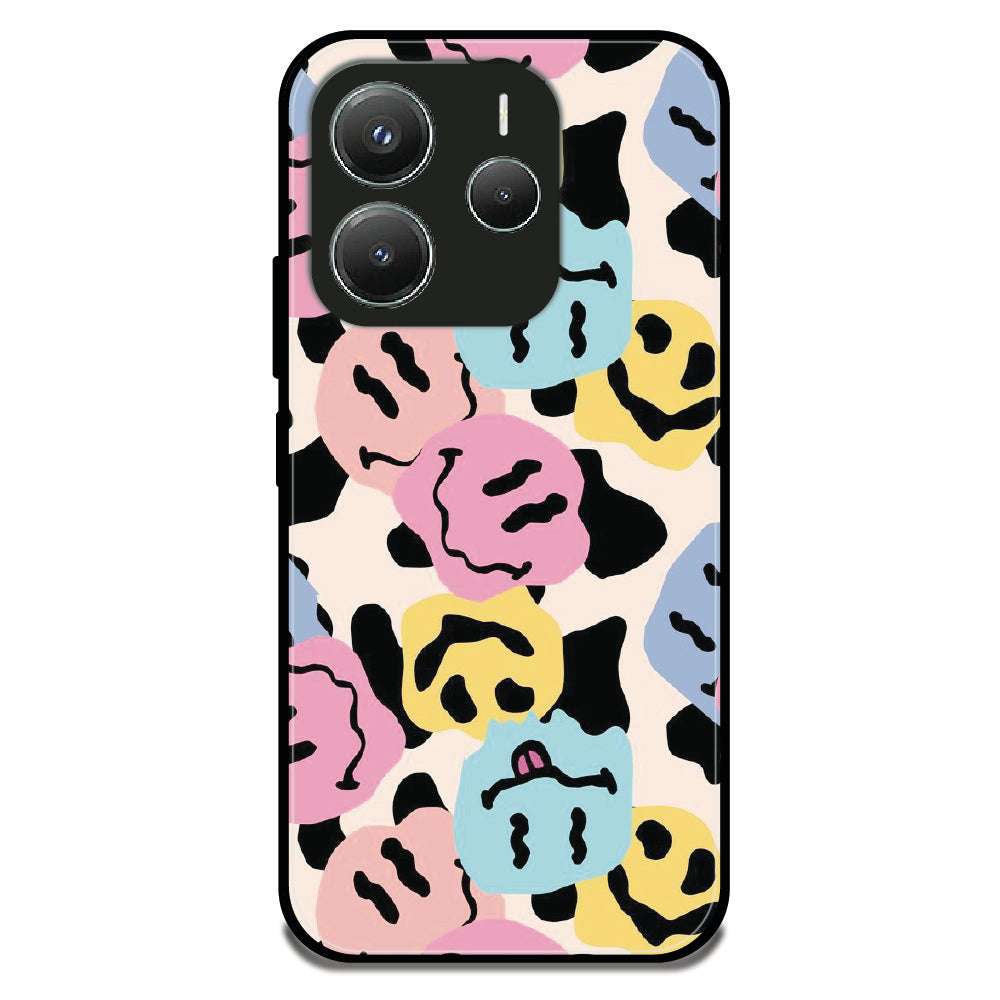 Wiggly Smiley Splash - Glossy Metal Silicone Case For Redmi Models