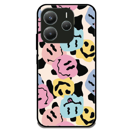 Wiggly Smiley Splash - Glossy Metal Silicone Case For Redmi Models