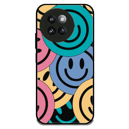 Bold Smiley Pattern - Glossy Metal Silicone Case For Redmi Models