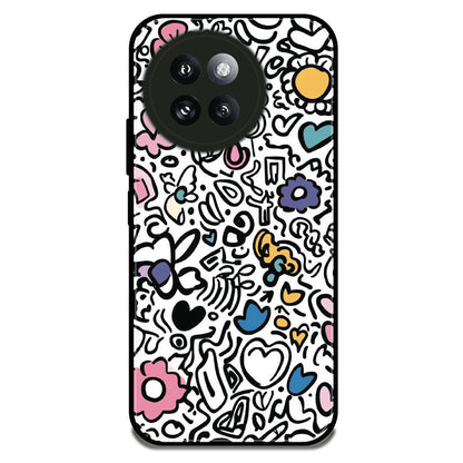 Colorful Doodle Pattern - Glossy Metal Silicone Case For Redmi Models