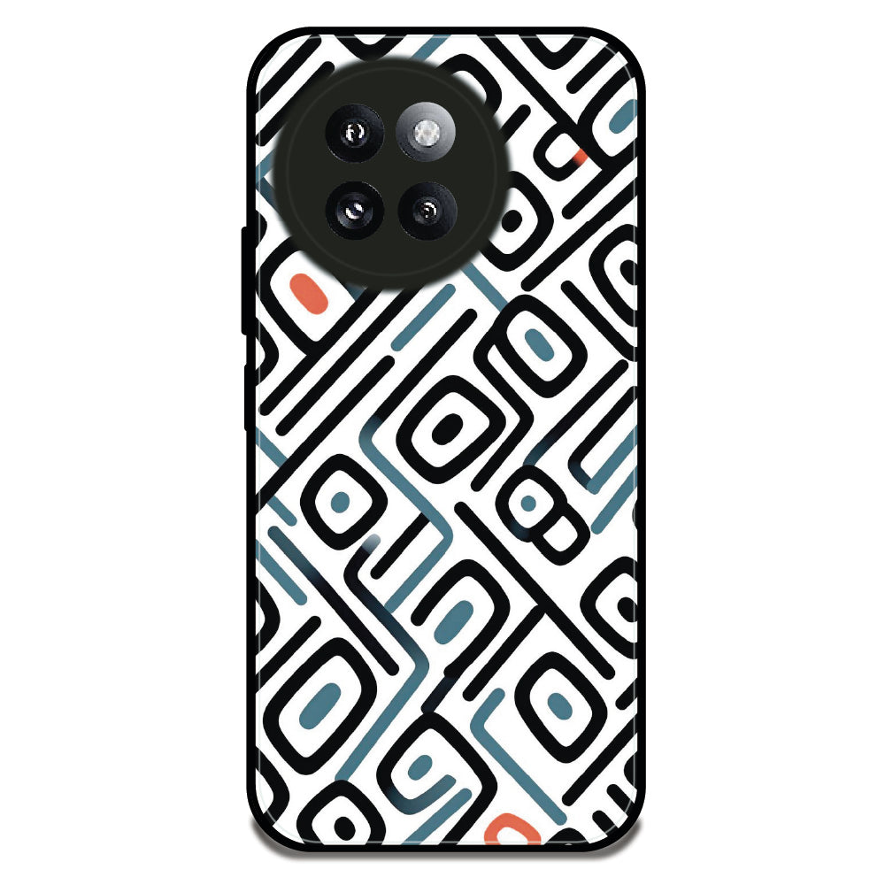 Maze Line Pattern - Glossy Metal Silicone Case For Redmi Models