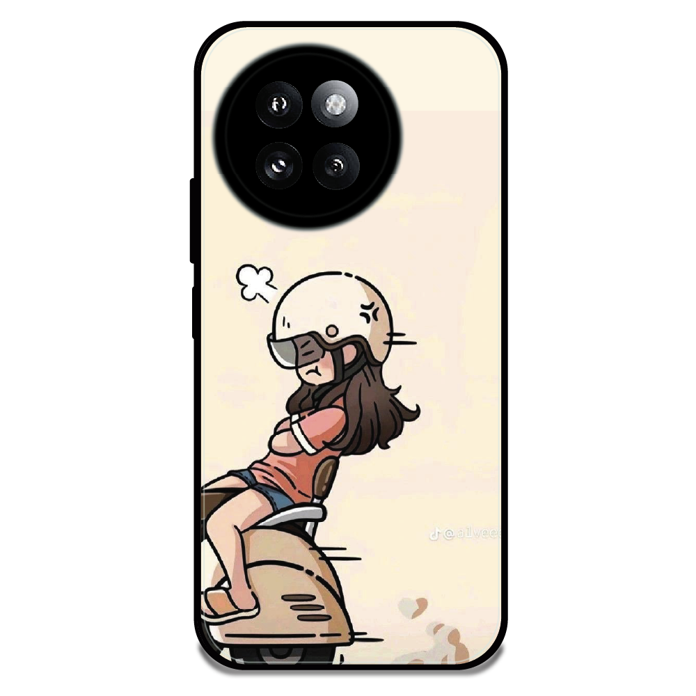 Scooter Ride Girl - Glossy Metal Silicone Case For Redmi Models