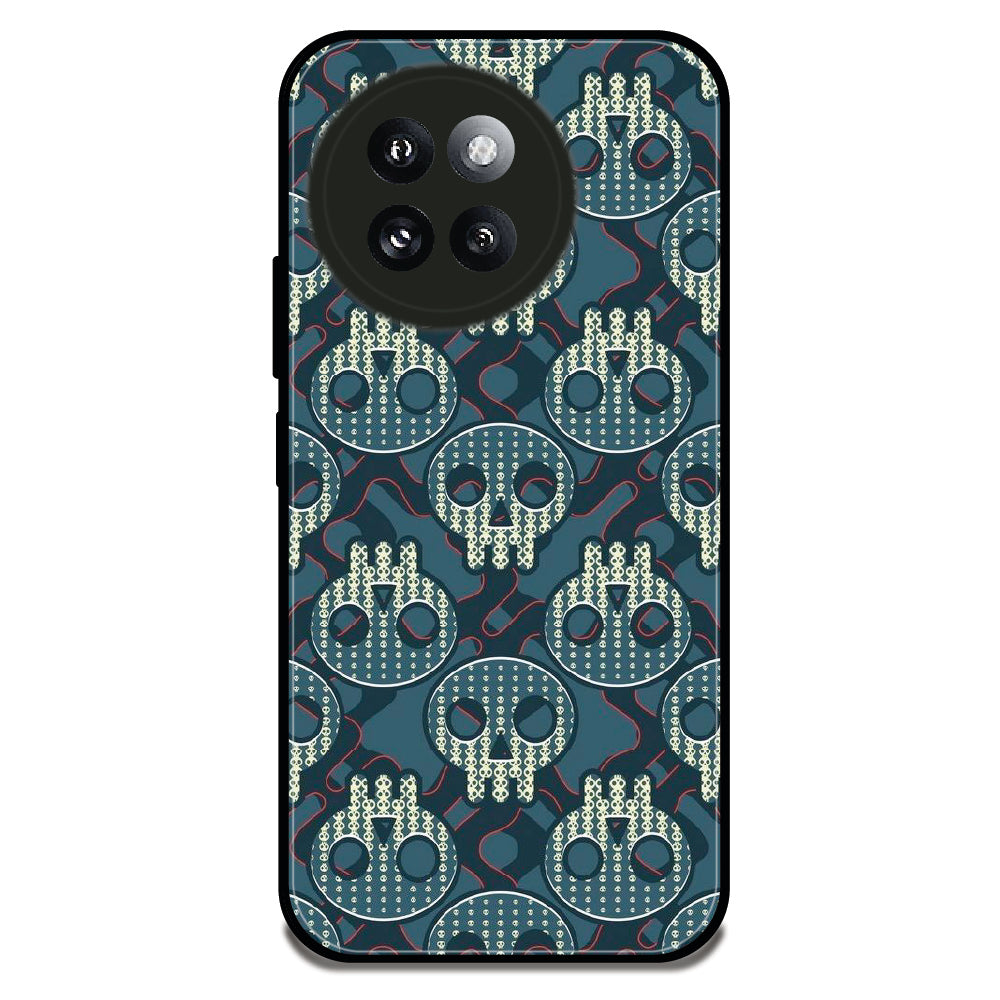 Teal Skull Pattern - Glossy Metal Silicone Case For Redmi Models