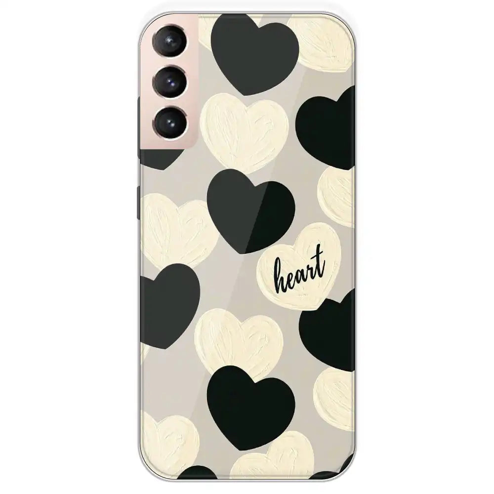 Black And White Heart - Printed Silicone Case For Samsung Galaxy S21