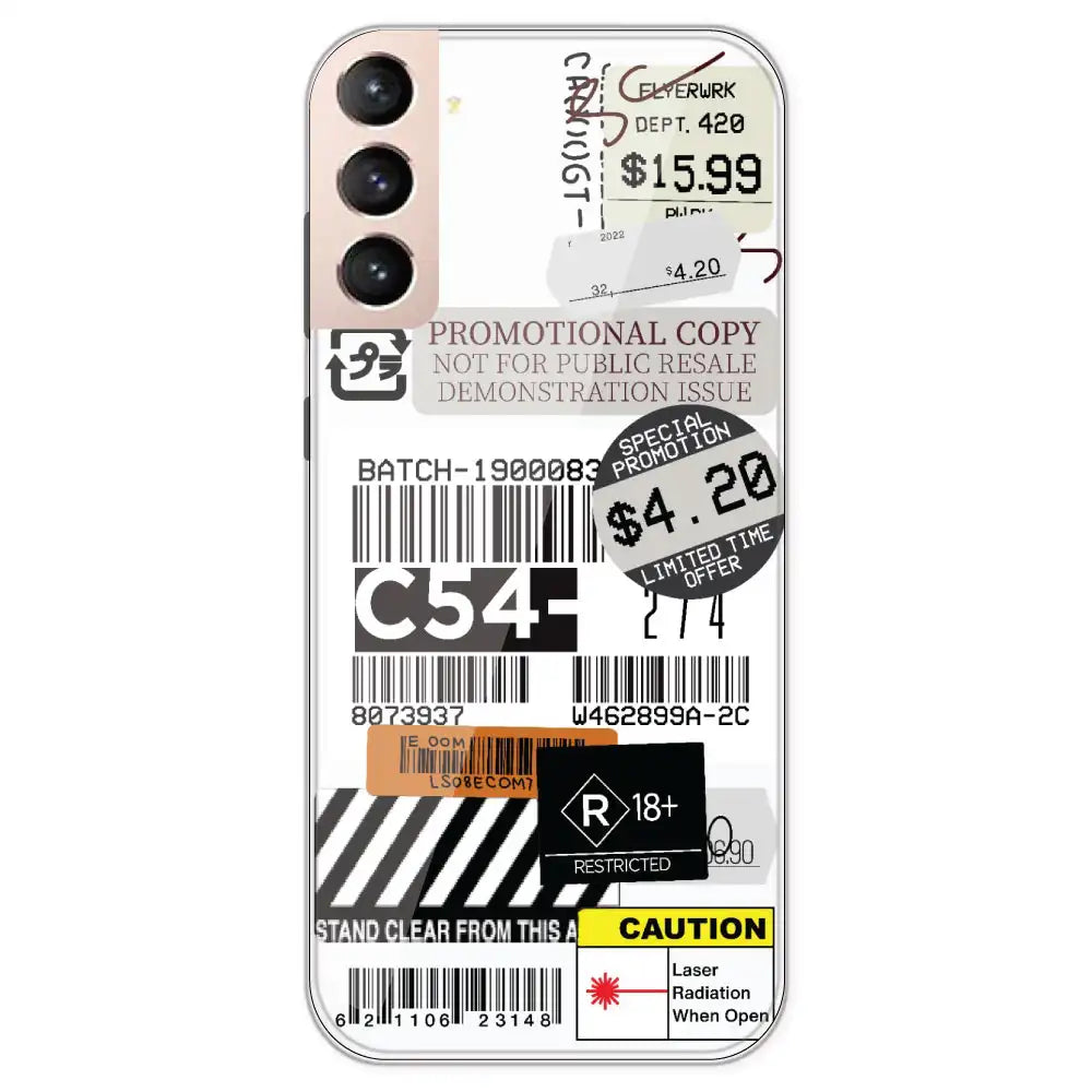 Labels - Clear Printed Silicone Case For Samsung Galaxy S21