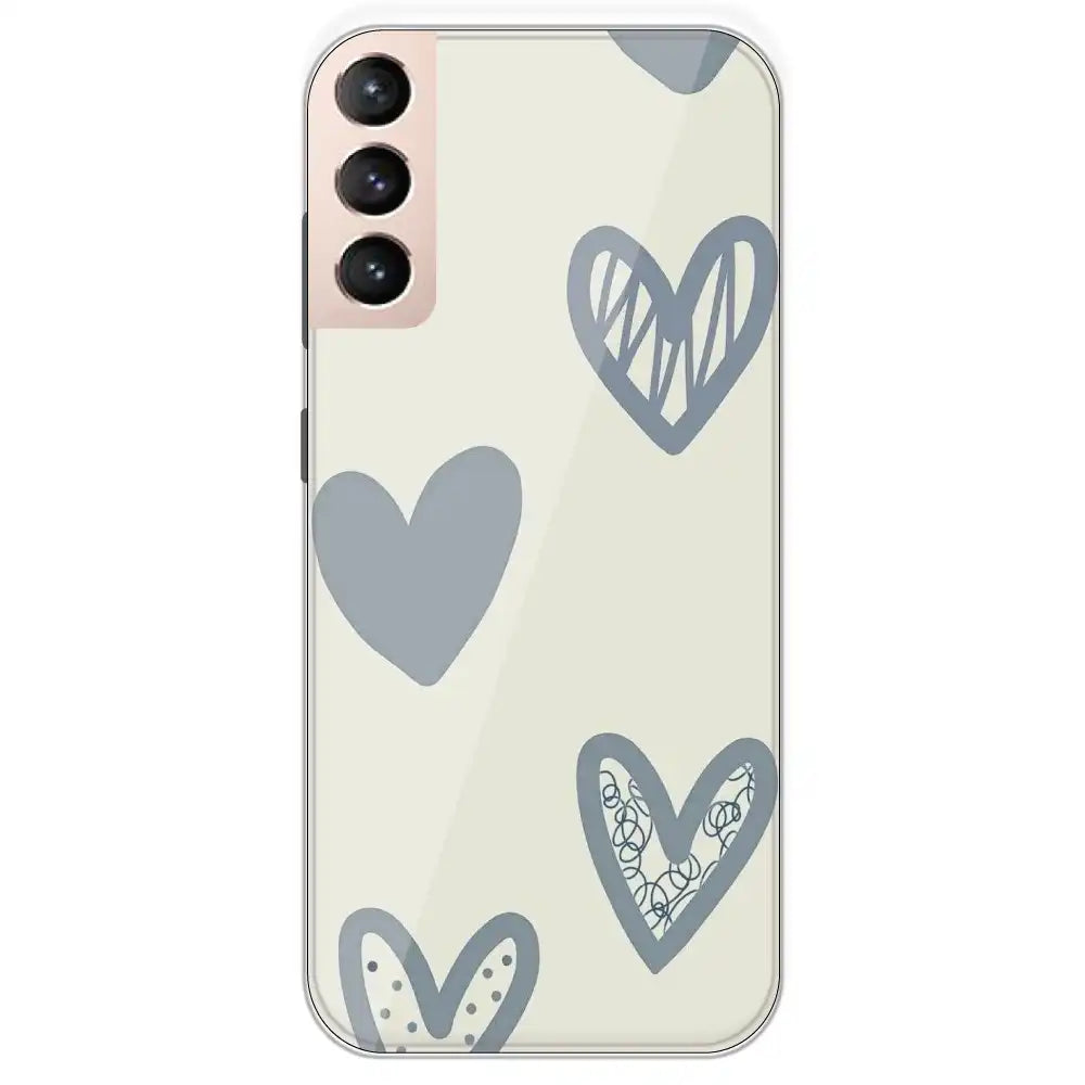 Light Blue Hearts - Printed Silicone Case For Samsung Galaxy S21