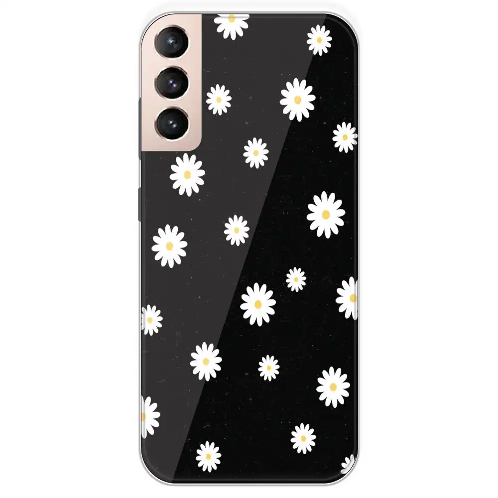 White And Black Flower - Printed Silicone Case For Samsung Galaxy S21 Plus