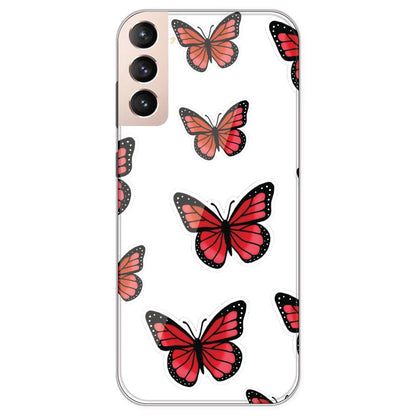 Red Butterfly - Clear Printed Silicone Case For Samsung Galaxy S21