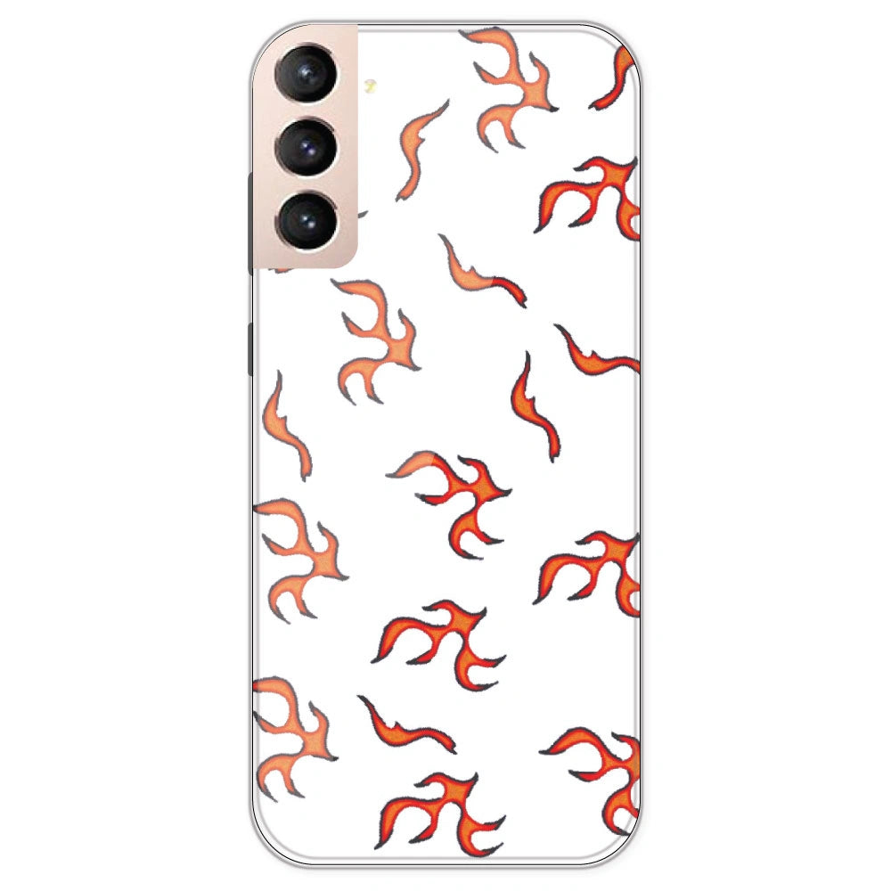 Orange Mini Flames - Clear Printed Silicone Case For Samsung Galaxy S21
