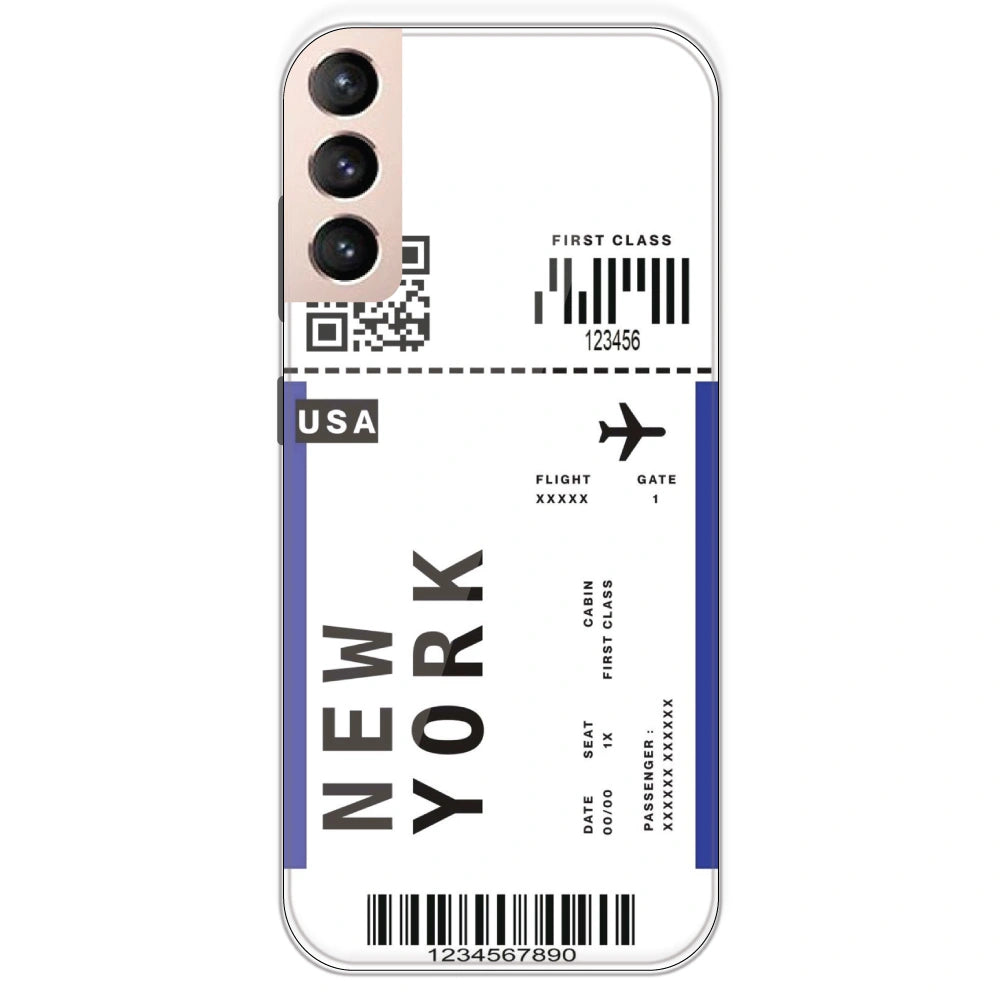 New York Ticket - Clear Printed Silicone Case For Samsung Galaxy S21 Plus