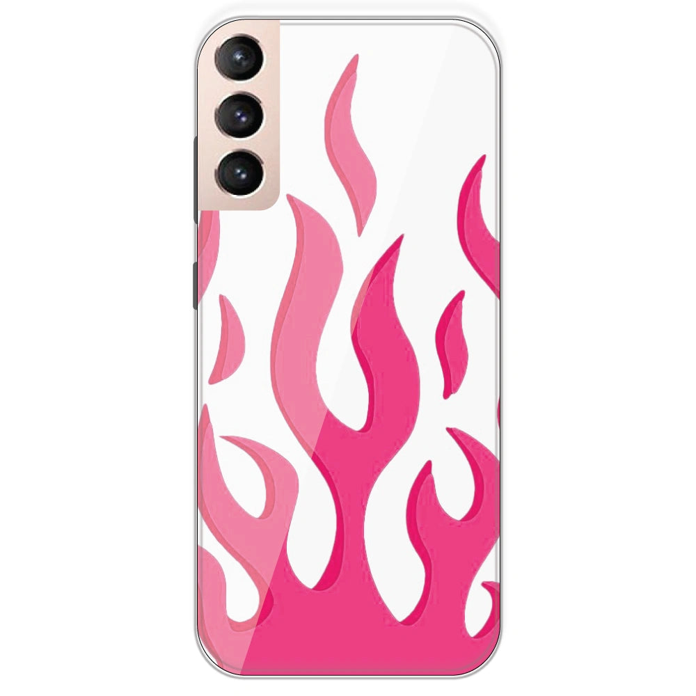 Pink Flames - Clear Printed Silicone Case For Samsung Galaxy S21 Plus