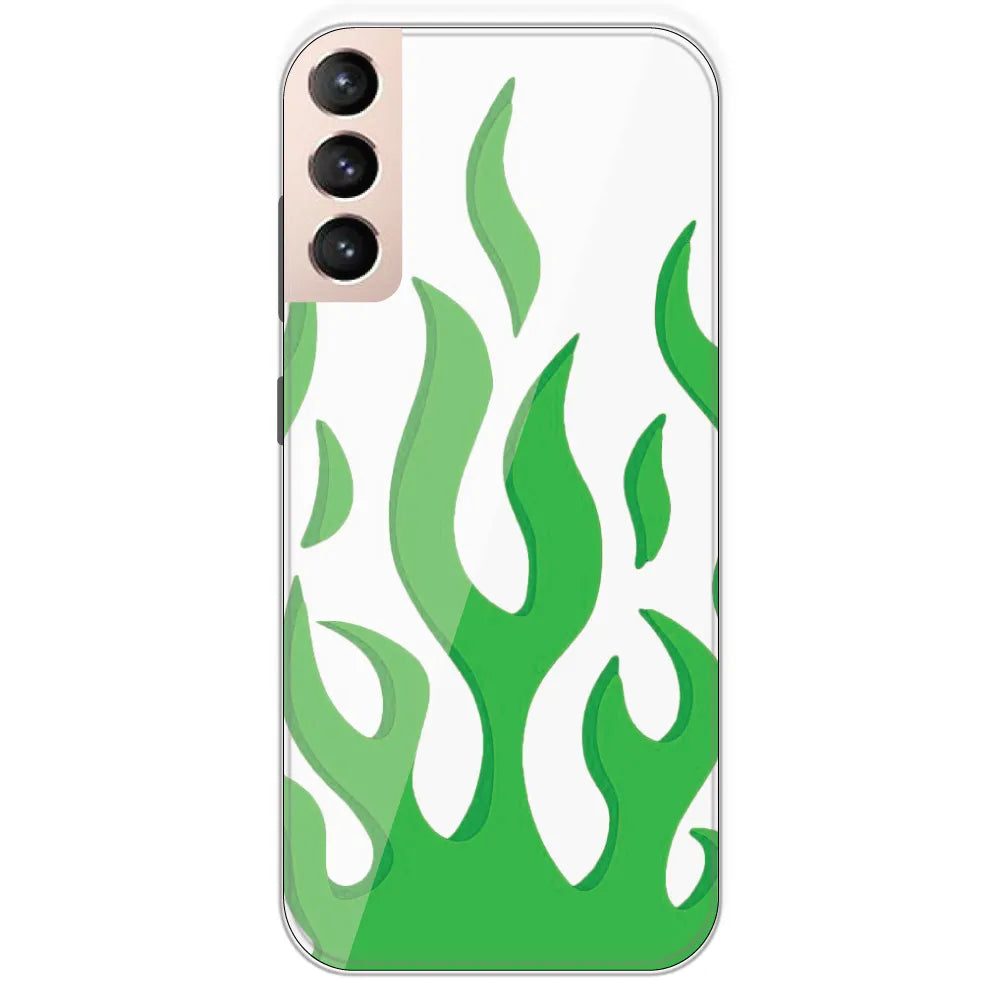 White Aesthetic Flame - Clear Printed Silicone Case For Samsung Galaxy S21 Plus
