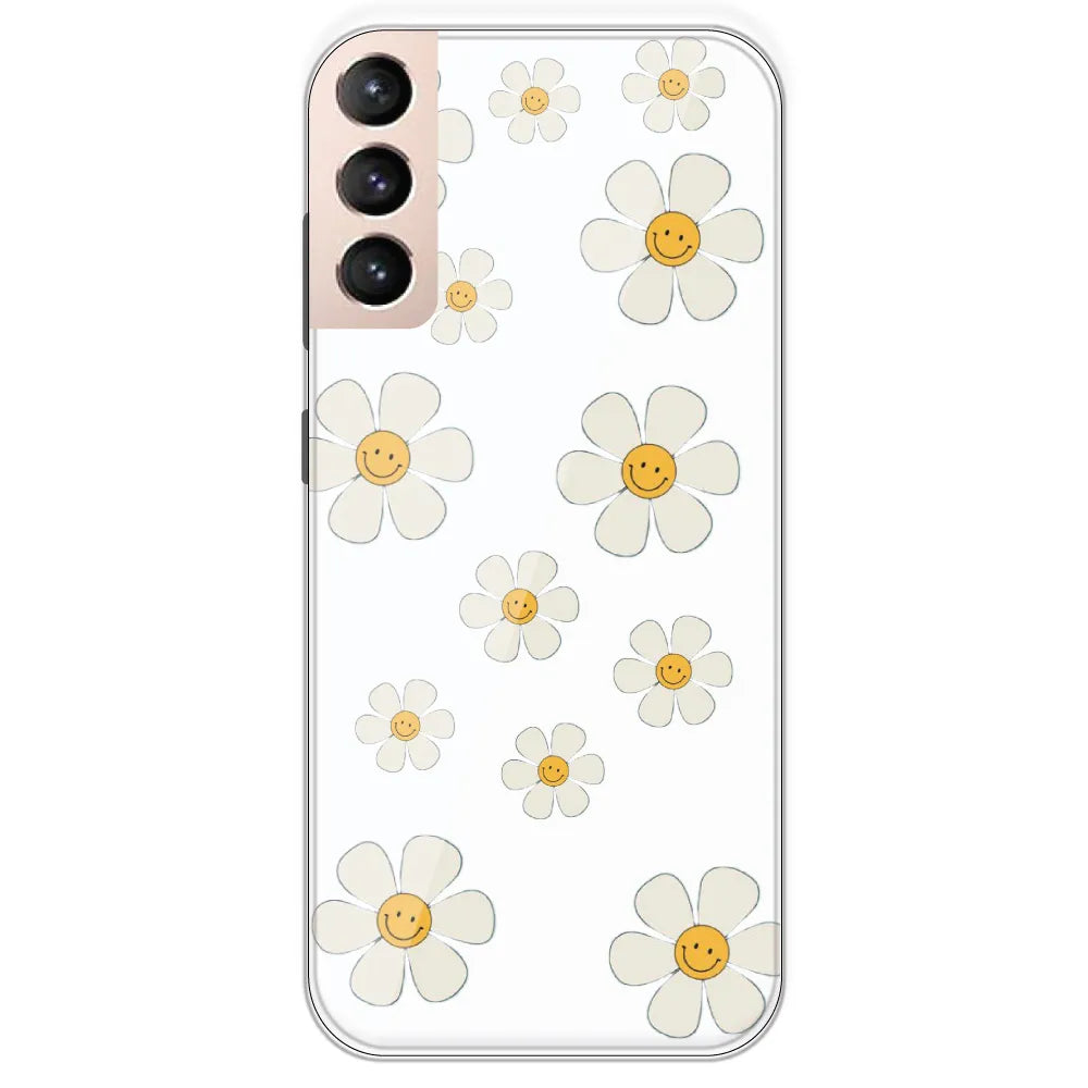 Smile Flowers - Clear Printed Silicone Case For Samsung Galaxy S21 Plus