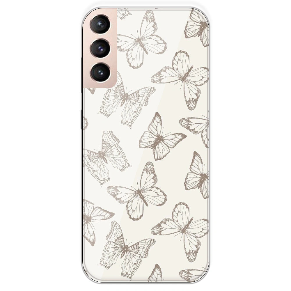 White Butterflies - Printed Silicone Case For Samsung Galaxy S21 Plus