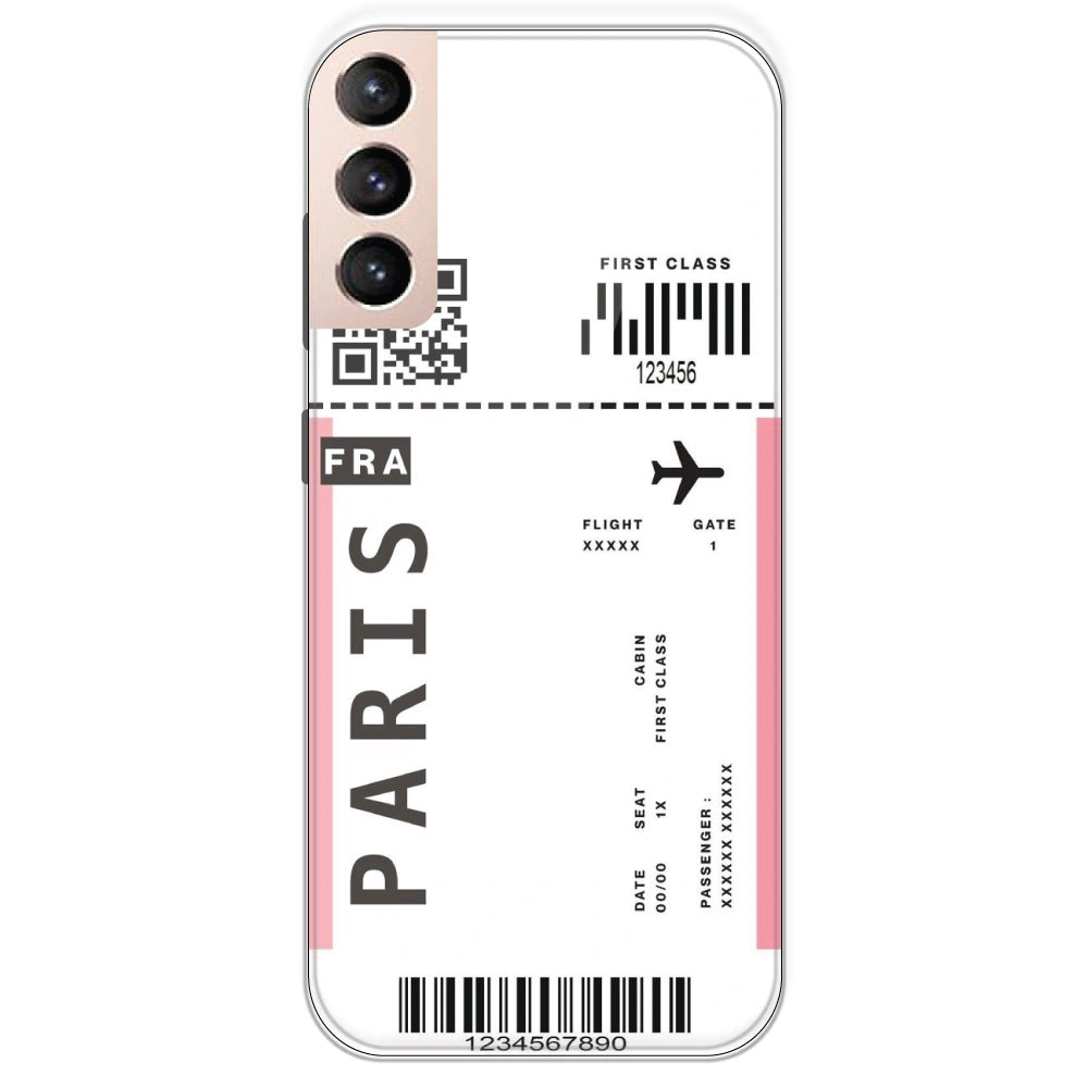 Paris Ticket - Clear Printed Silicone Case For Samsung Galaxy S21 Plus