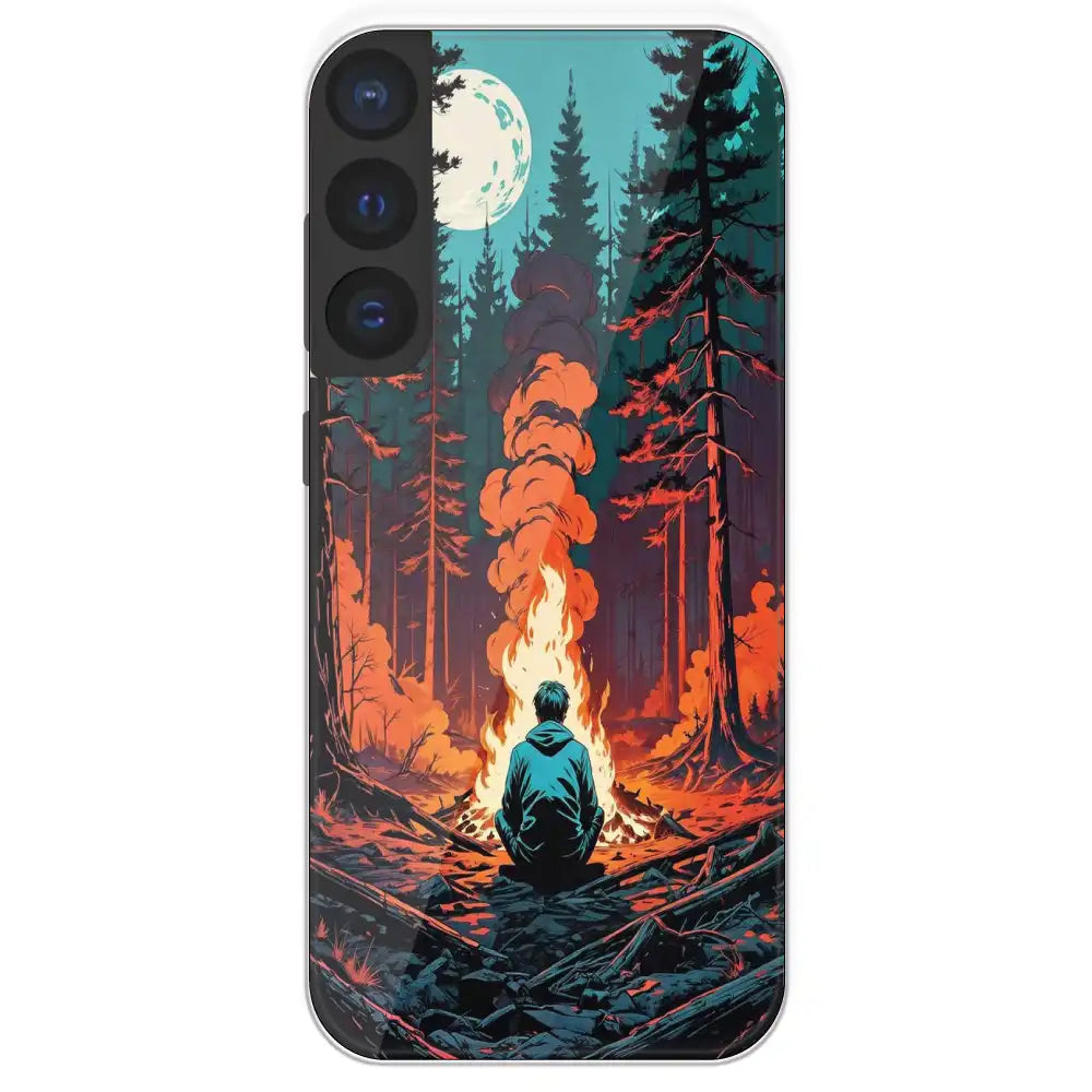 Boy With Camp Fire - Printed Silicone Case For Samsung Galaxy S21 FE