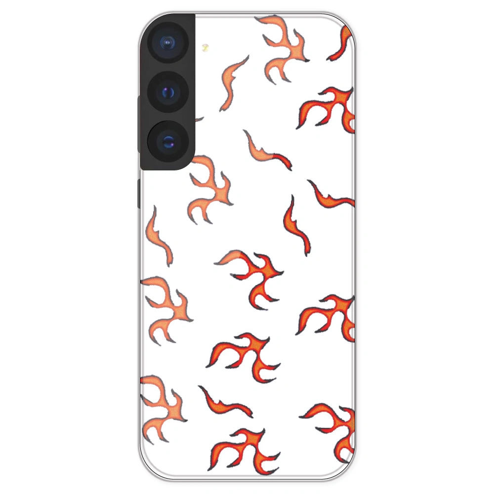 Orange Mini Flames - Clear Printed Silicone Case For Samsung Galaxy S21 FE