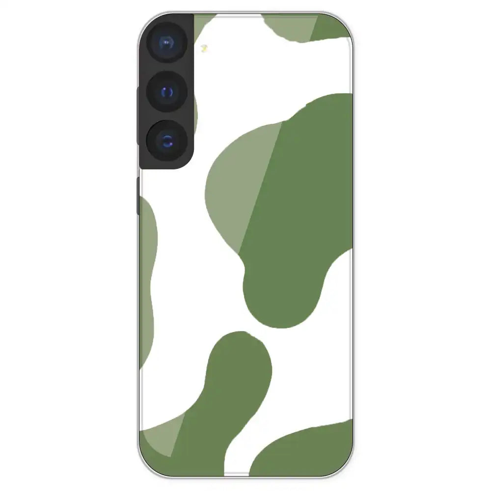 Olive Green Cow Print - Clear Printed Silicone Case For Samsung Galaxy S21 FE