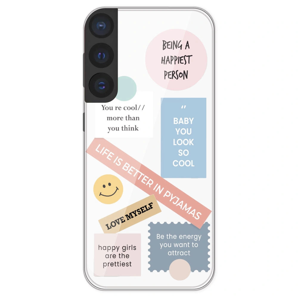 Be Happy - Clear Printed Silicone Case For Samsung Galaxy S21 FE