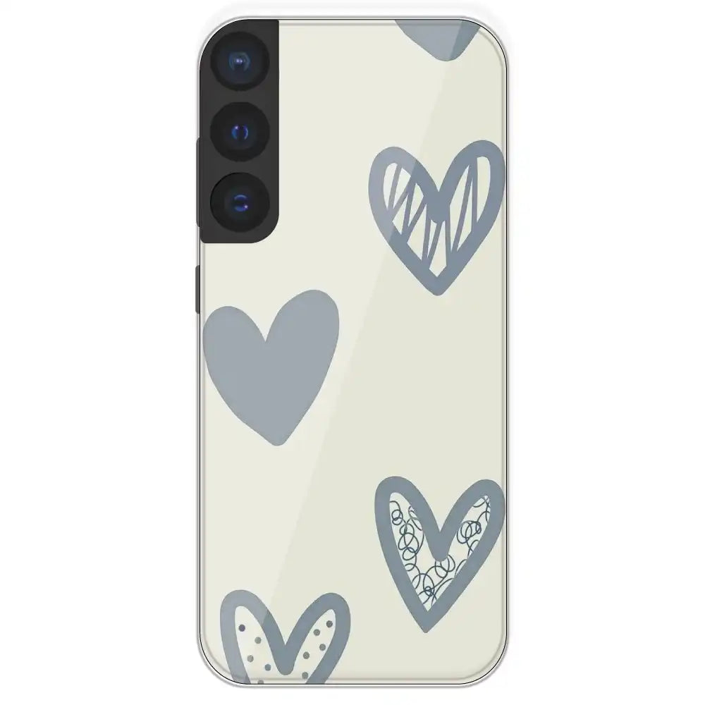 Light Blue Hearts - Printed Silicone Case For Samsung Galaxy S21 FE