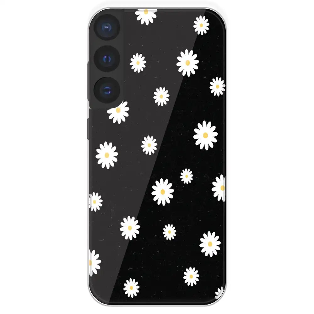 White And Black Flower - Printed Silicone Case For Samsung Galaxy S21 FE