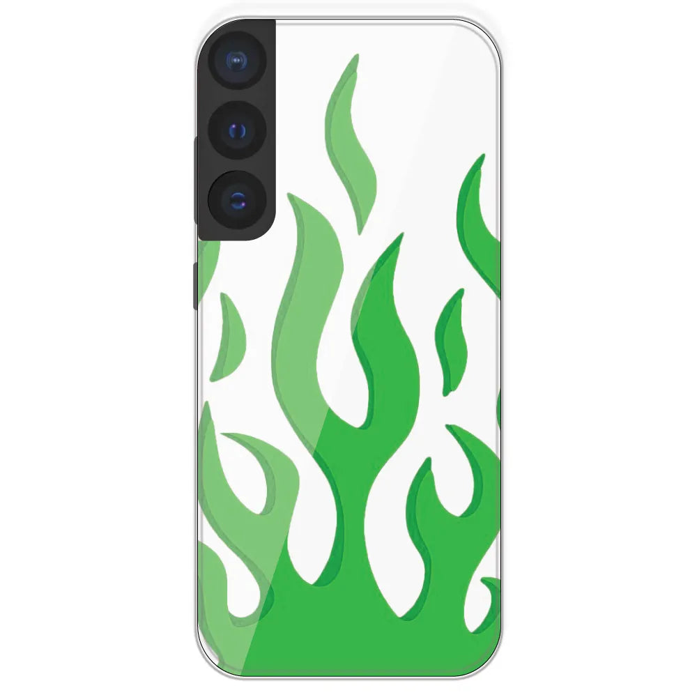 White Aesthetic Flame - Clear Printed Silicone Case For Samsung Galaxy S21 FE