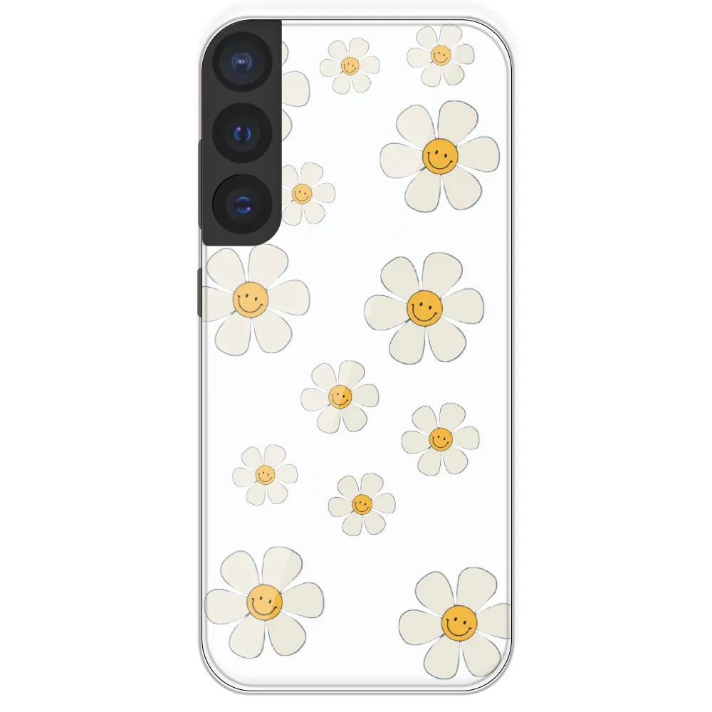 Smile Flowers - Clear Printed Silicone Case For Samsung Galaxy S21 FE