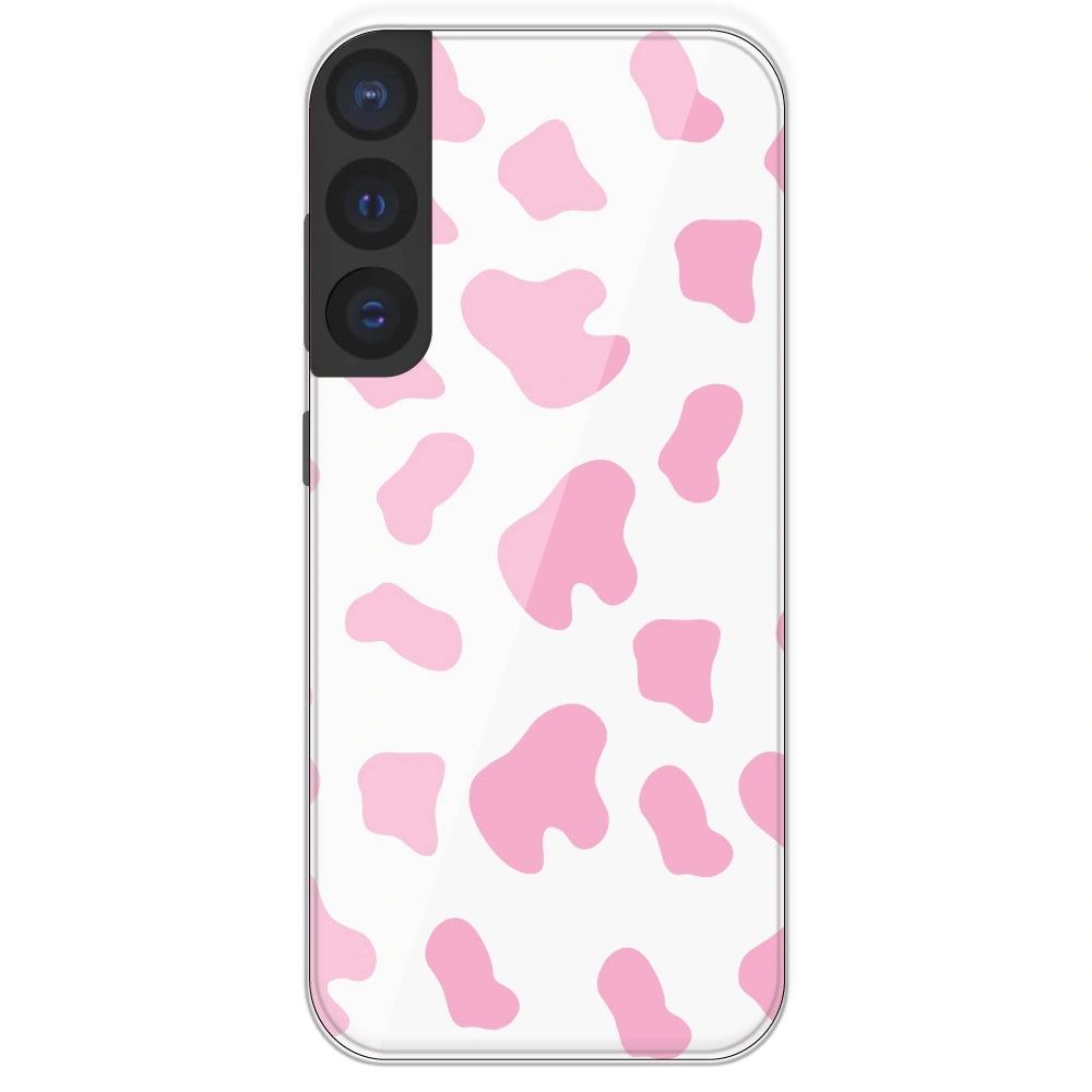 Pink Cow Print - Clear Printed Silicone Case For Samsung Galaxy S21 FE