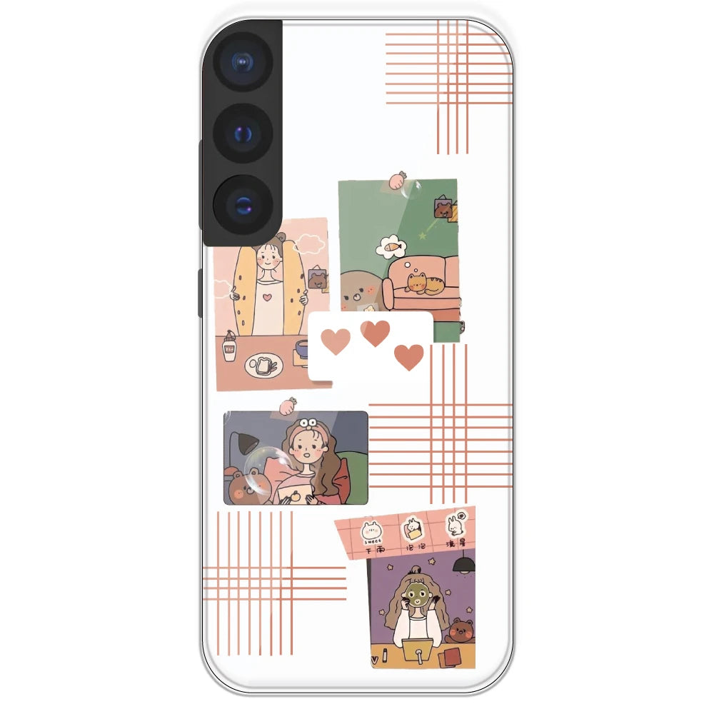 Cute Girl Collage - Clear Printed Silicone Case For Samsung Galaxy S21 FE