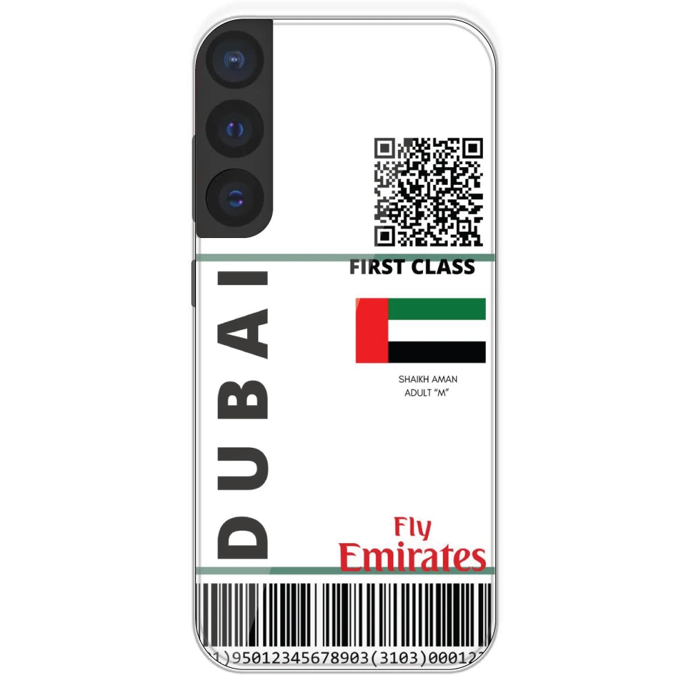 Dubai Ticket - Clear Printed Silicone Case For Samsung Galaxy S21 FE