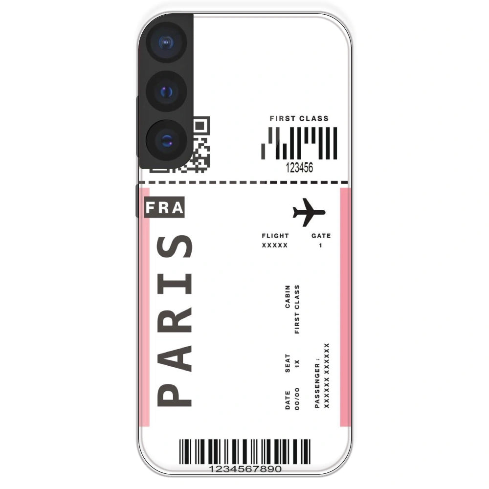 Paris Ticket - Clear Printed Silicone Case For Samsung Galaxy S21 FE