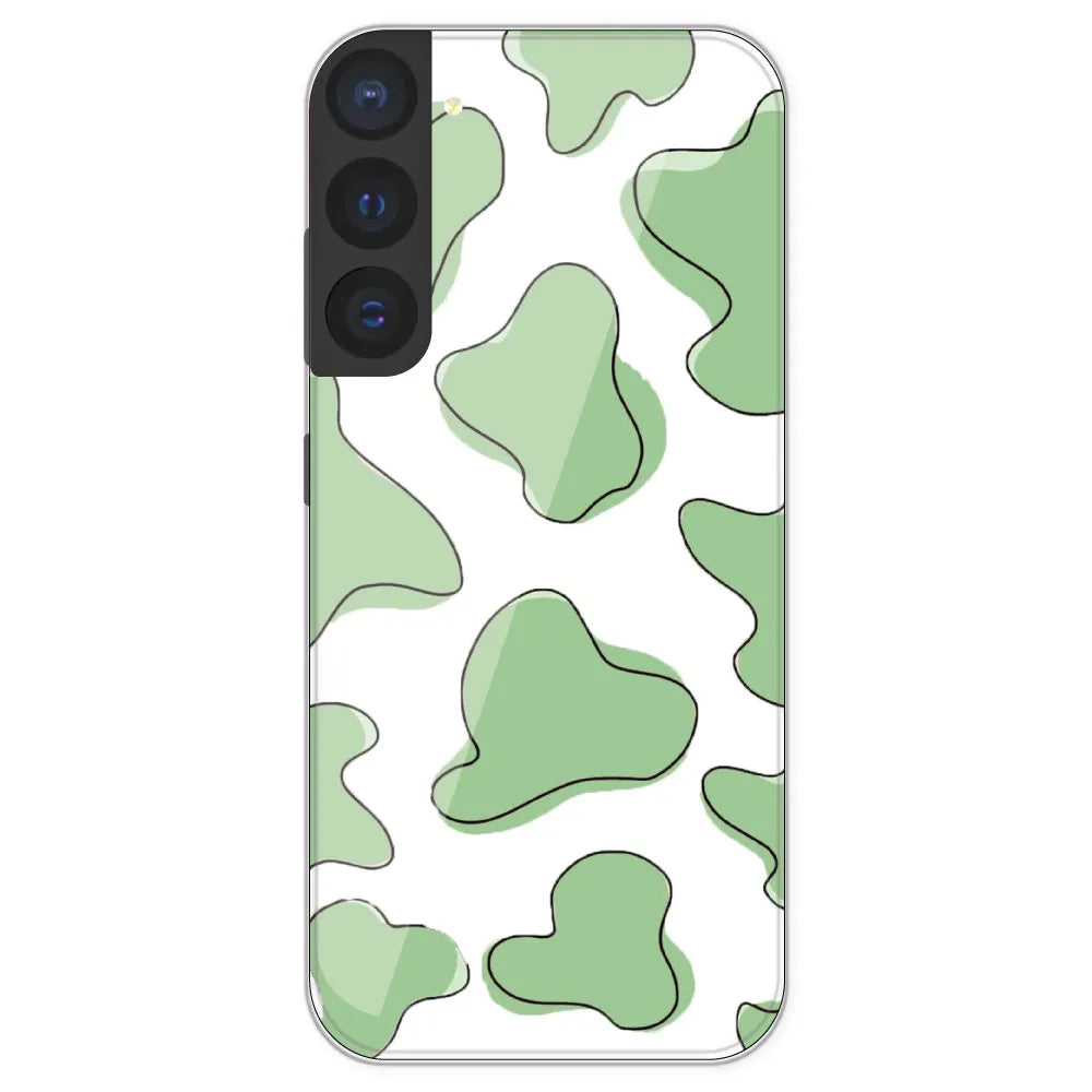 Green Cow Print - Clear Printed Silicone Case For Samsung Galaxy S21 FE