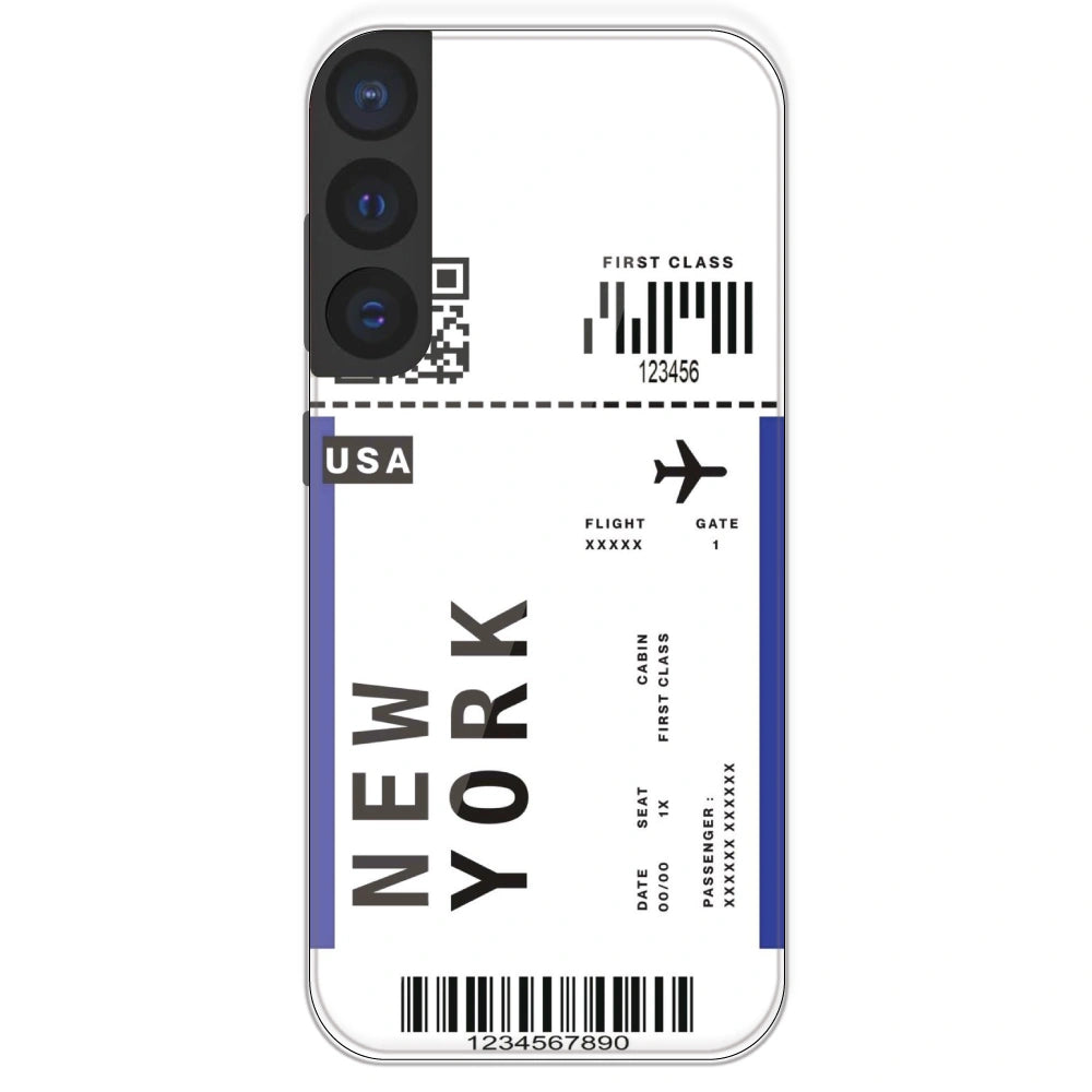 New York Ticket - Clear Printed Silicone Case For Samsung Galaxy S21 FE
