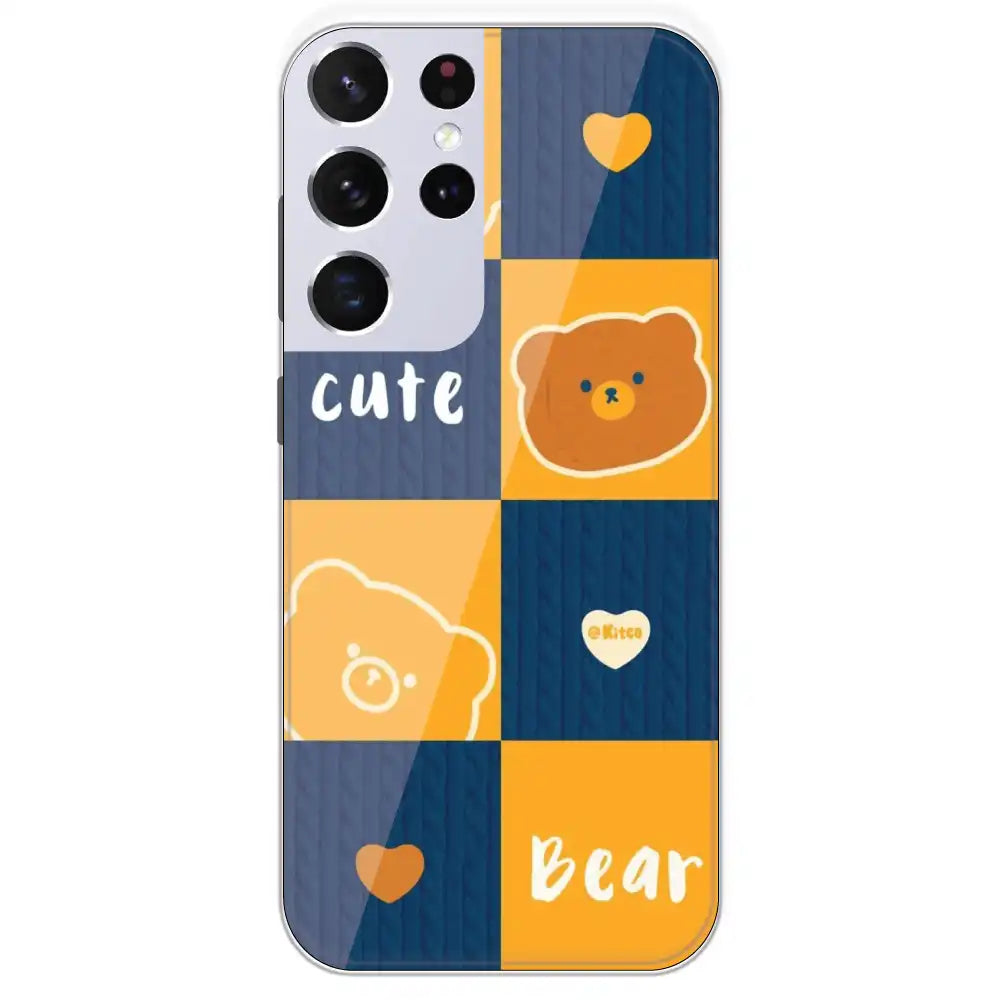 Cute Bear Collage - Printed Silicone Case For Samsung Galaxy S21 Ultra