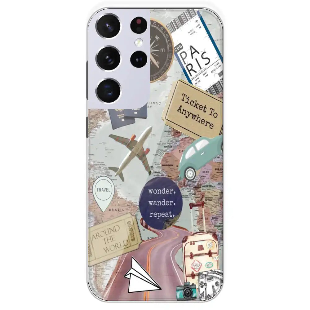 Travel Collage - Printed Silicone Case For Samsung Galaxy S21 Ultra