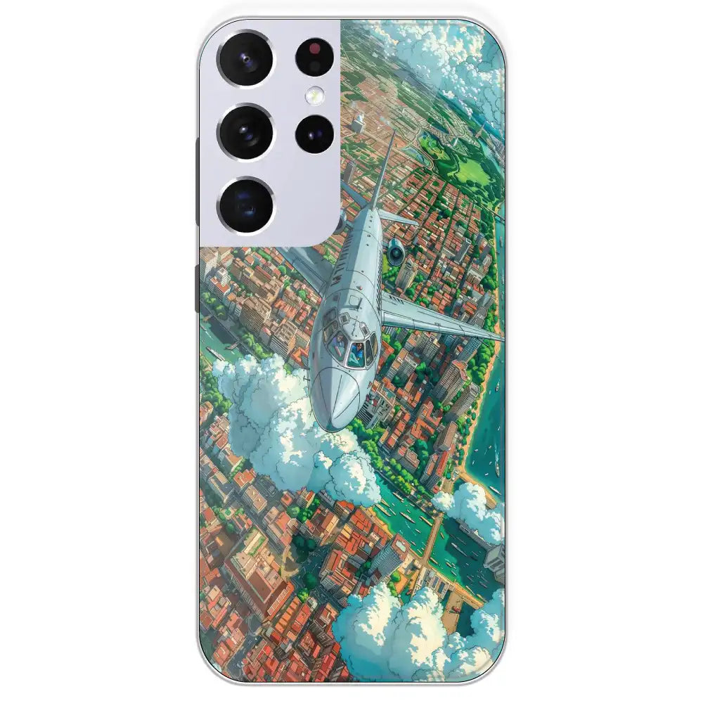 Flying Over City - Printed Silicone Case For Samsung Galaxy S21 Ultra