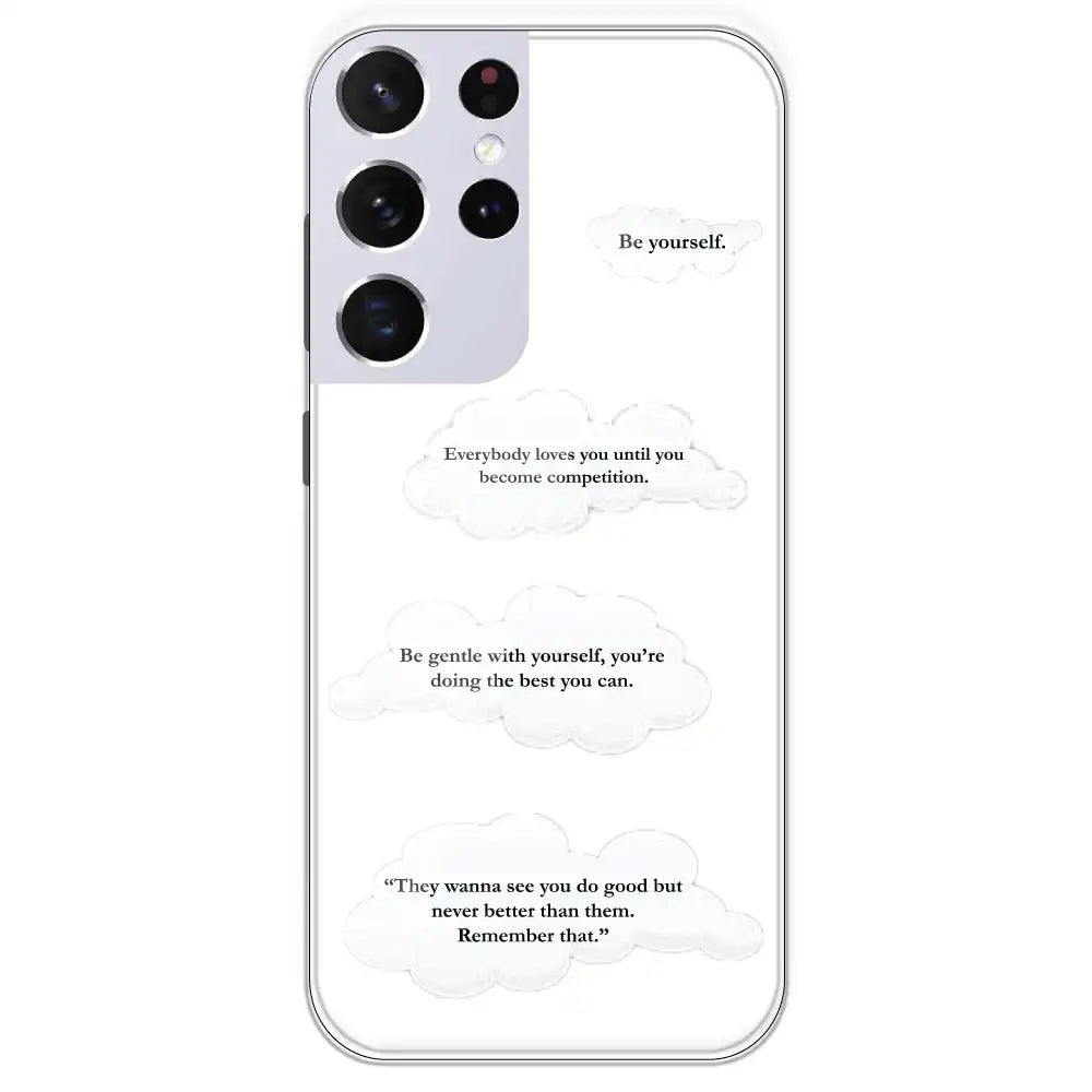 Quotes And Clouds - Clear Printed Silicone Case For Samsung Galaxy S21 Ultra
