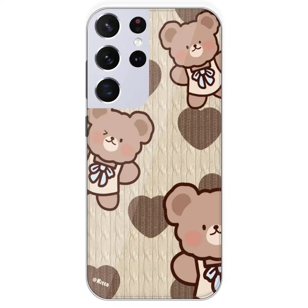 Teddy Heart - Printed Silicone Case For Samsung Galaxy S21 Ultra