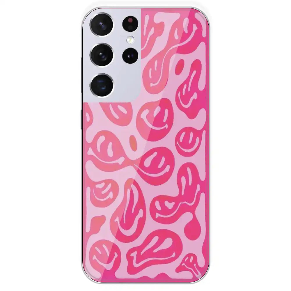 Pink Smilies - Printed Silicone Case For Samsung Galaxy S21 Ultra