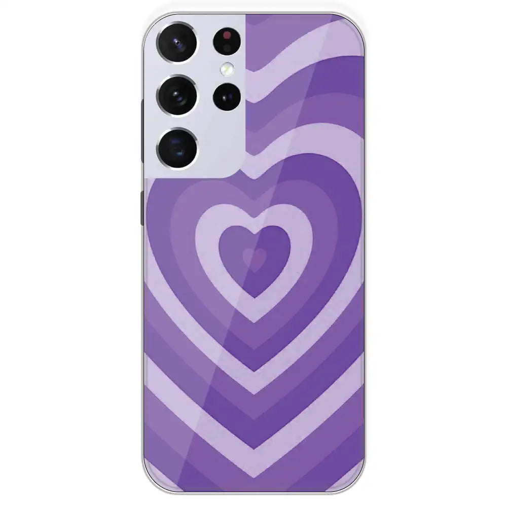 Purple Hearts - Printed Silicone Case For Samsung Galaxy S21 Ultra