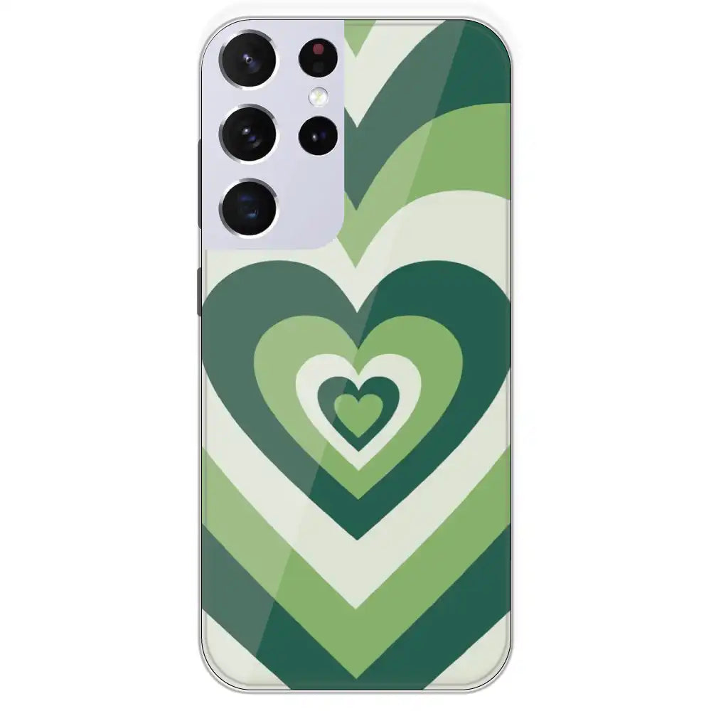 Dark Green Hearts - Printed Silicone Case For Samsung Galaxy S21 Ultra