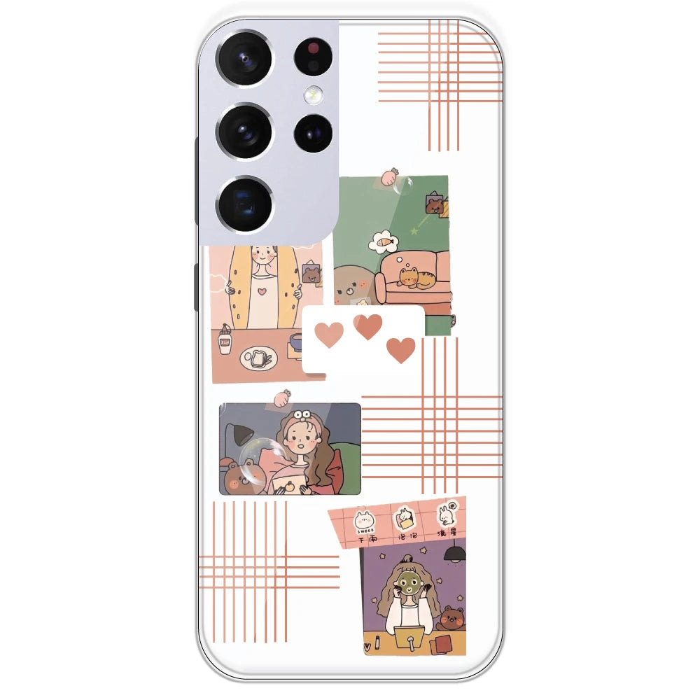 Cute Girl Collage - Clear Printed Silicone Case For Samsung Galaxy S21 Ultra